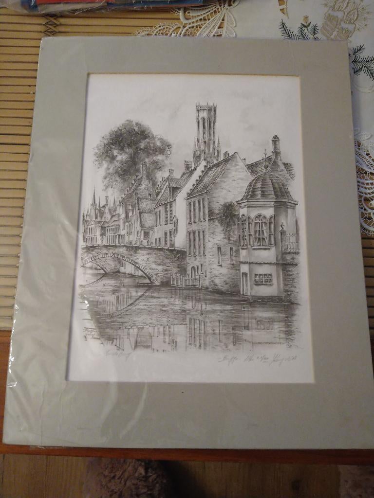 Litho van brugge, johny de witte, Antiek en Kunst, Ophalen of Verzenden