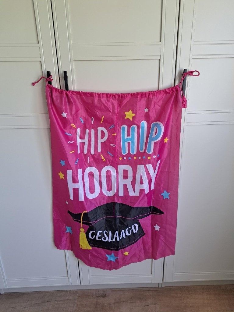 Leuk groot spandoek "geslaagd"., Ophalen of Verzenden, Zo goed als nieuw