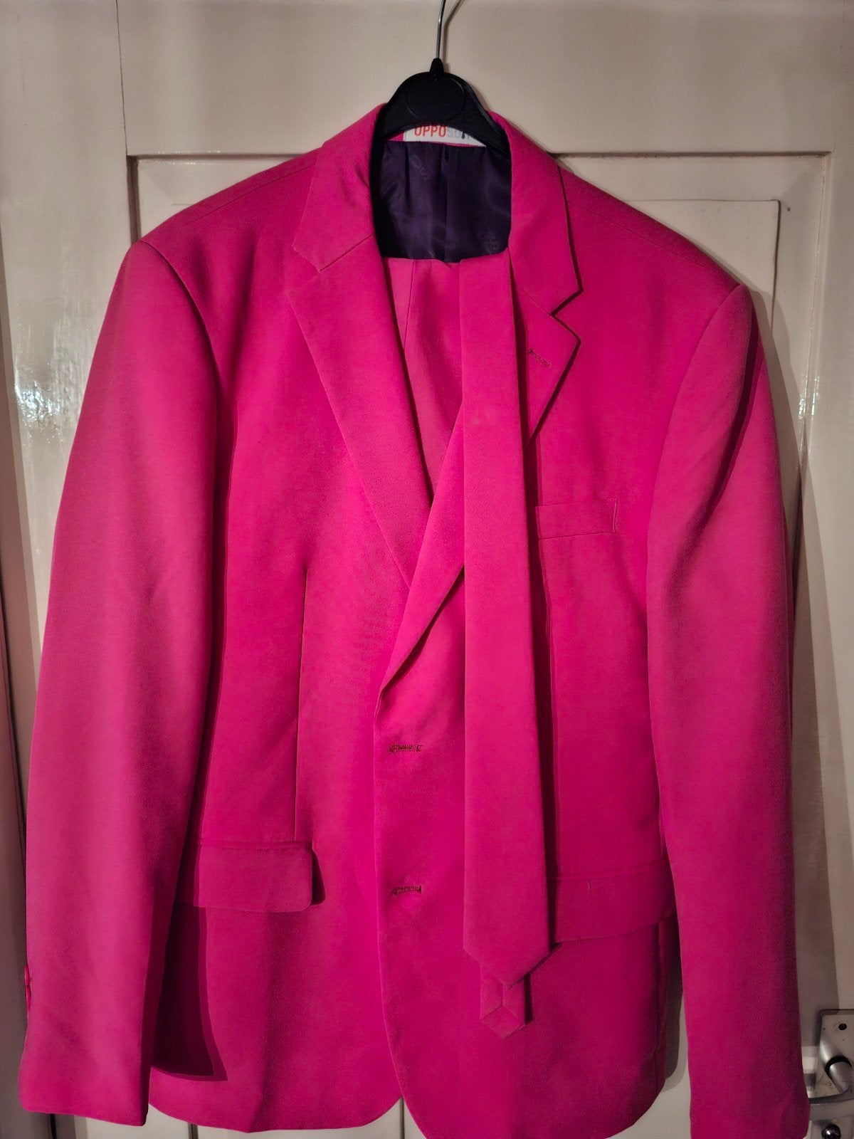 Opposuits Mr. Pink Roze Carnavalspak - Maat 54, Ophalen, Maat 52/54 (L), Carnaval, Opposuits
