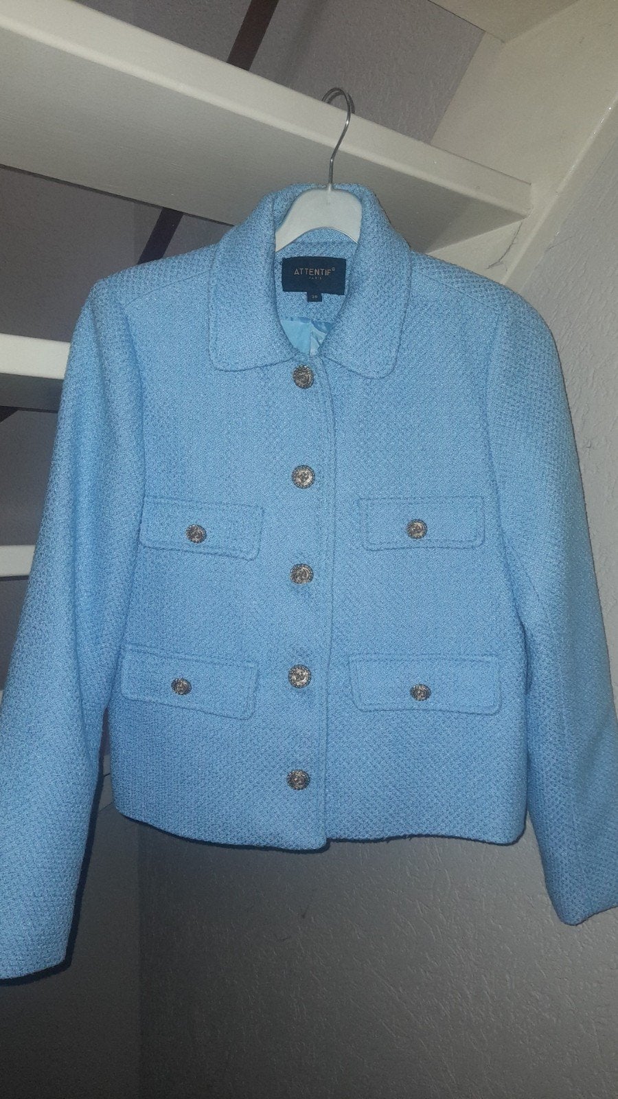 Lichtblauwe blazer, Maat 38/40 (M), Blauw, Ophalen of Verzenden, Zo goed als nieuw
