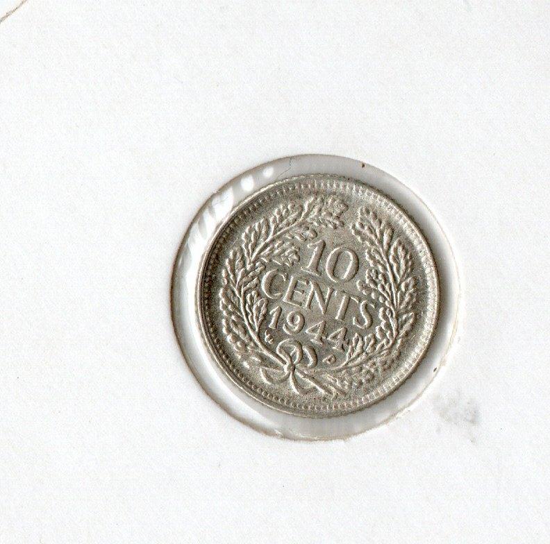 10 cent 1944 (p), Verzenden, Zilver, 10 cent, Koningin Wilhelmina