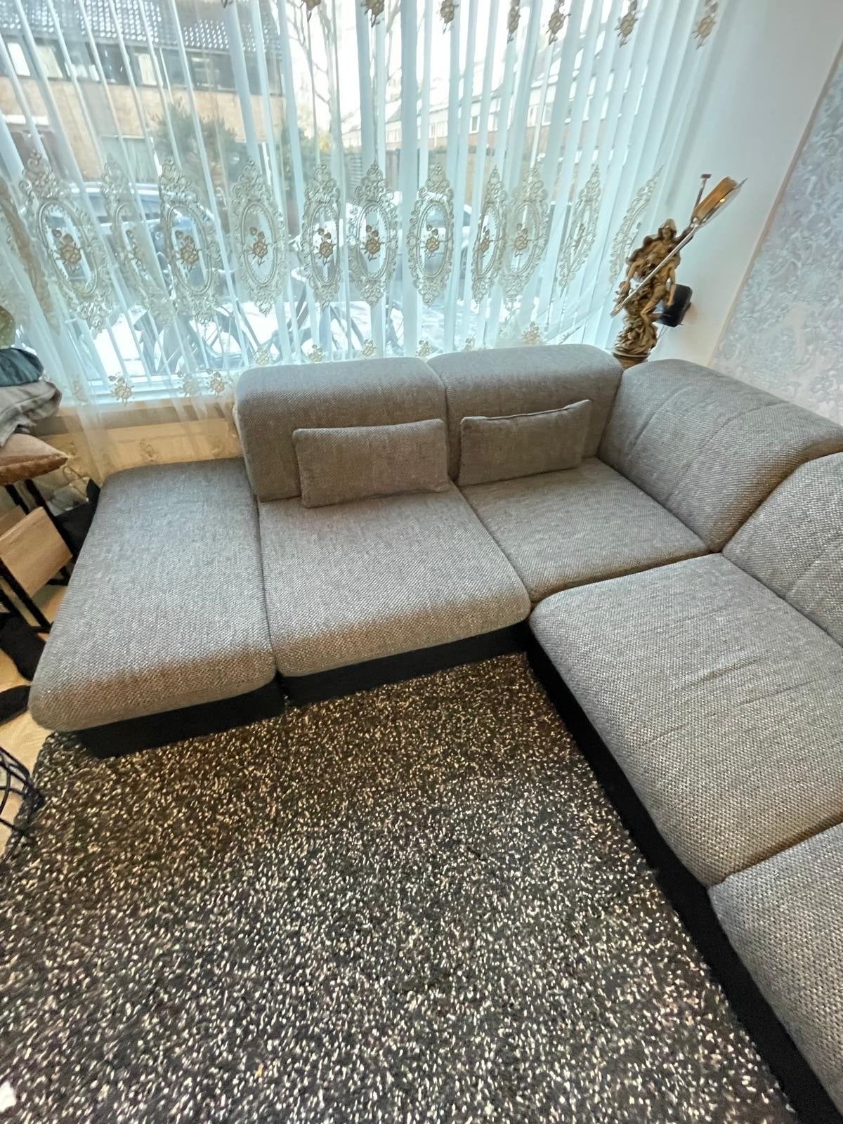 Hoekbank Grote L-vormige stoffen bank met chaise longue, Huis en Inrichting, Ophalen, Gebruikt, Hoekbank, 300 cm of meer