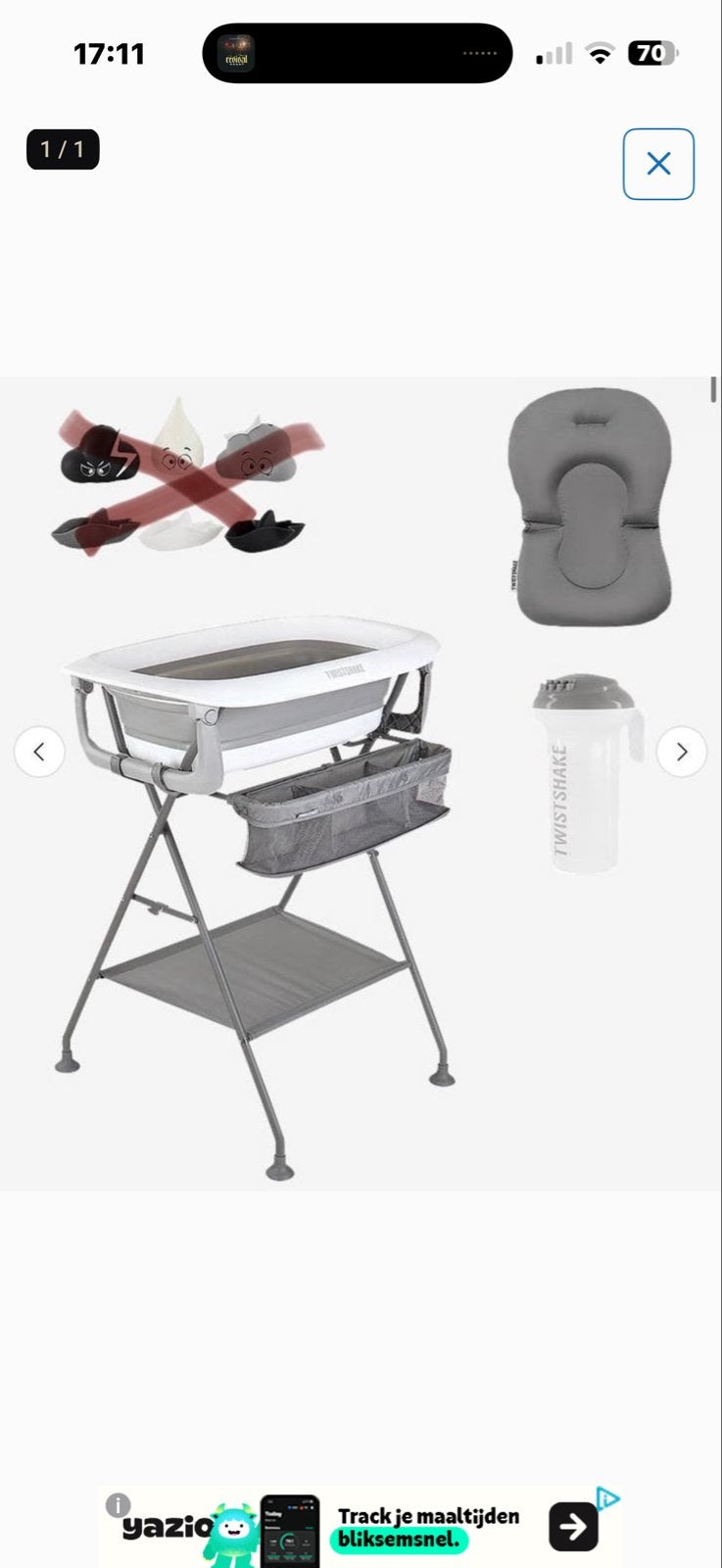 Twist shake! opvouwbaar babybadje met standaard, Kinderen en Baby's, Badjes en Verzorging, Zo goed als nieuw, Badje, Standaard