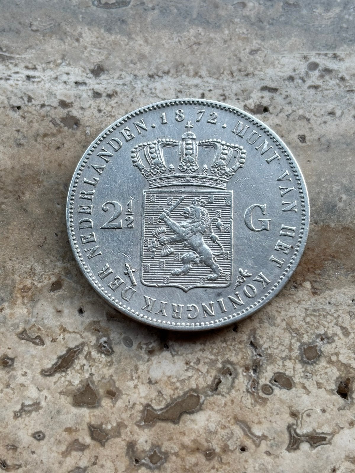 2 1/2 gulden 1872 Willem III, zeer mooie kwaliteit, Koning Willem III, Zilver, Ophalen of Verzenden, Losse munt