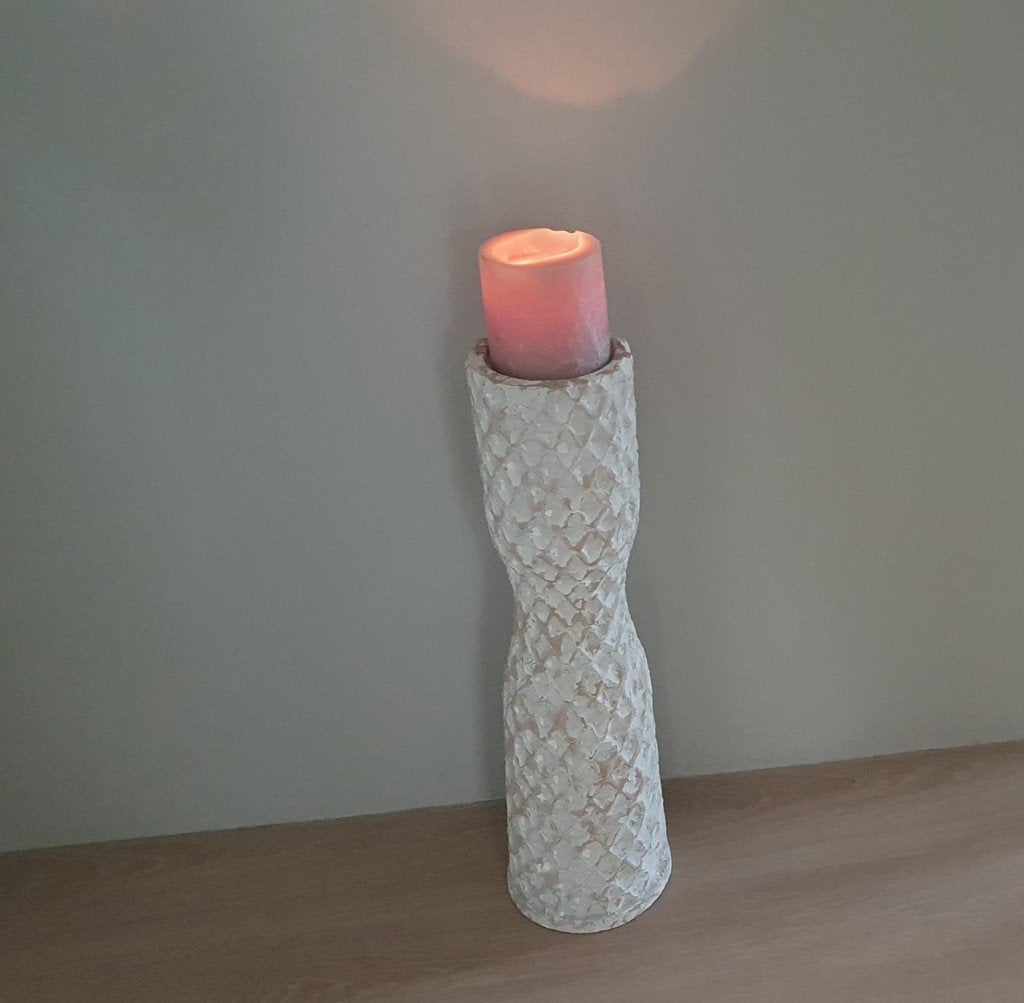 3 Decoratieve kandelaars van PTMD Collection!, Huis en Inrichting, Beige, Natuurlijk materiaal, Ophalen of Verzenden, Zo goed als nieuw