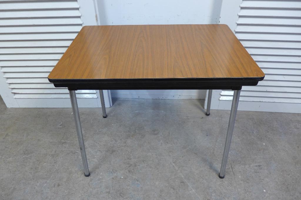 Mooi bruin retro vintage uitschuifbaar tafeltje, Ophalen, Gebruikt, 100 tot 150 cm, Onbekend