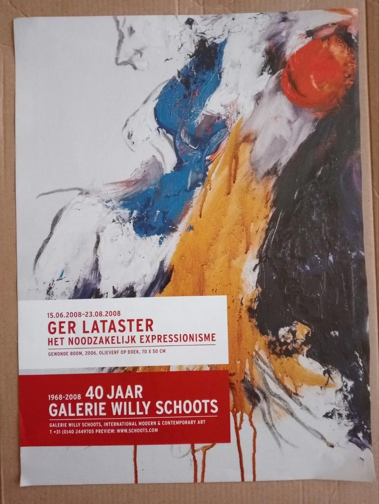 Ger Lataster affiche 2008 Galerie Willy Schoots, Verzamelen, Tijdschriften, Kranten en Knipsels, Ophalen of Verzenden, 1940 tot 1960