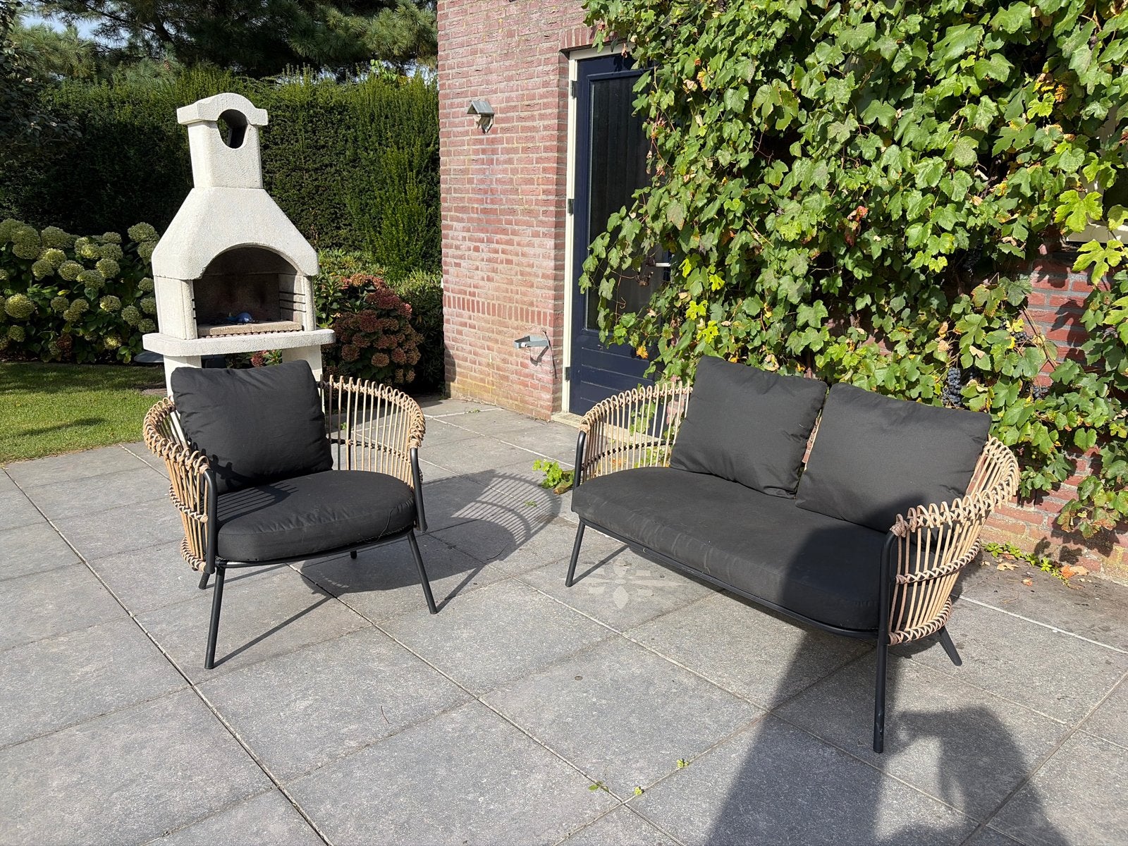 Loungeset met 2-zitsbank en fauteuil - Zo goed als nieuw, Ophalen, 3 zitplaatsen, Zo goed als nieuw, Loungeset