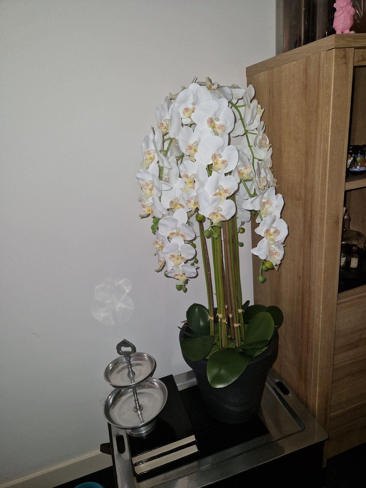 Grote kunst orchidee met pot - Wit, Ophalen, Binnen, Kunststof, Wit