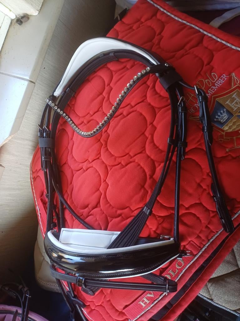Luxe ful hoofdstel wit onderlegd rond genaaid, Dieren en Toebehoren, Ophalen of Verzenden