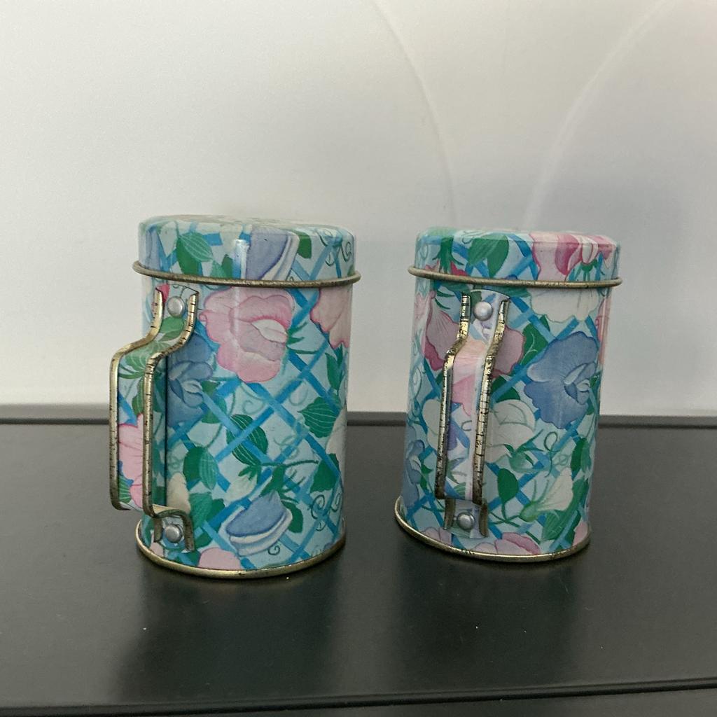 Peper- en zoutvaatjes met bloemenprint, Ophalen of Verzenden, Metaal, Meerkleurig, Overige typen