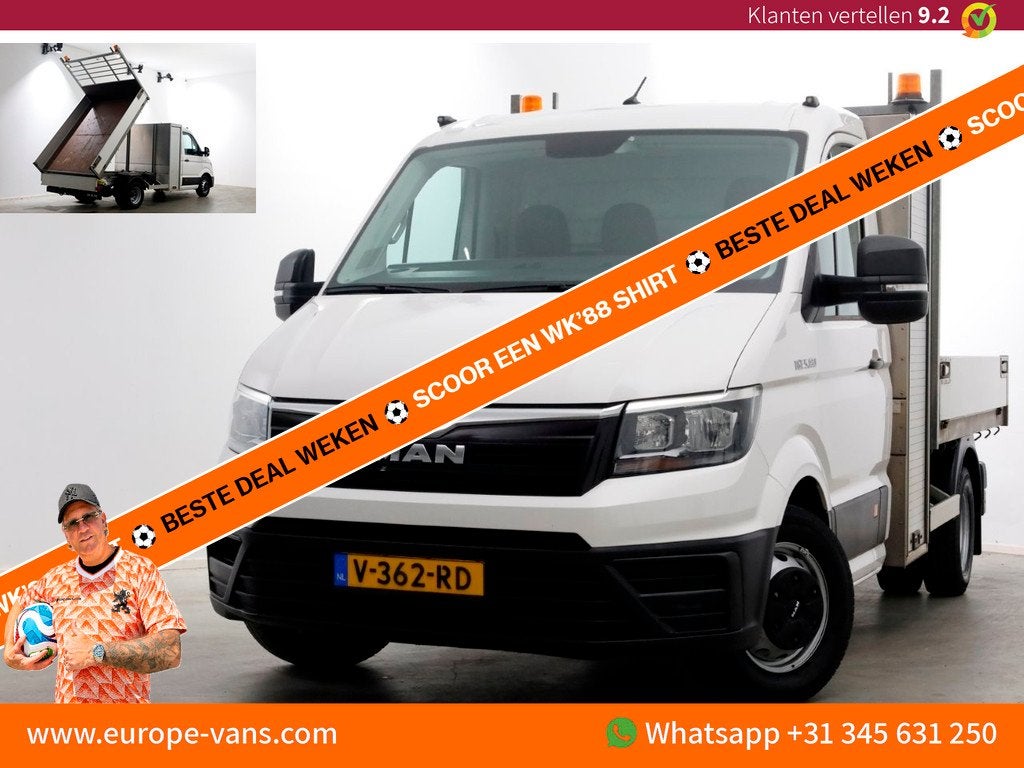 MAN TGE 5.180 2.0 177pk E6 L2H1 Kipper Dubbel Lucht Trekhaak, Auto's, Achterwielaandrijving, Gebruikt, Euro 6, 4 cilinders