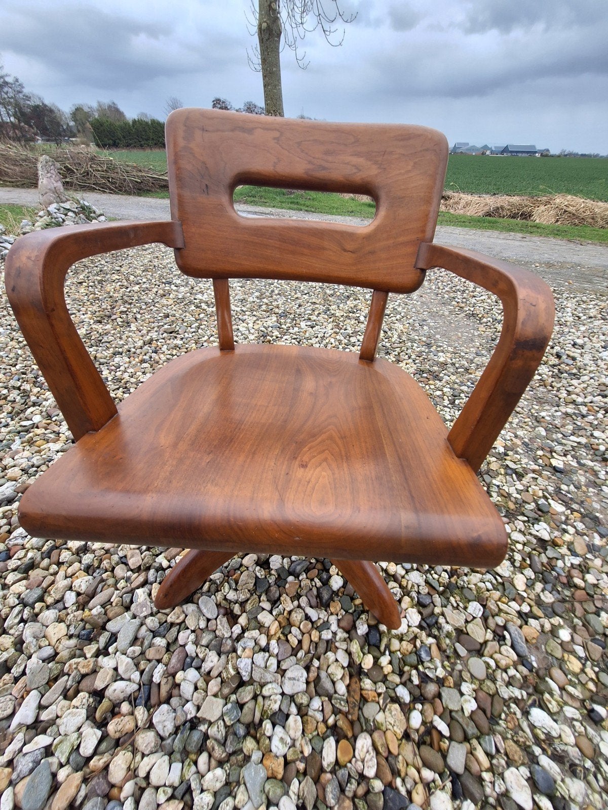 Vintage Design Stoel Walnotenhout - New York Stijl, Ophalen
