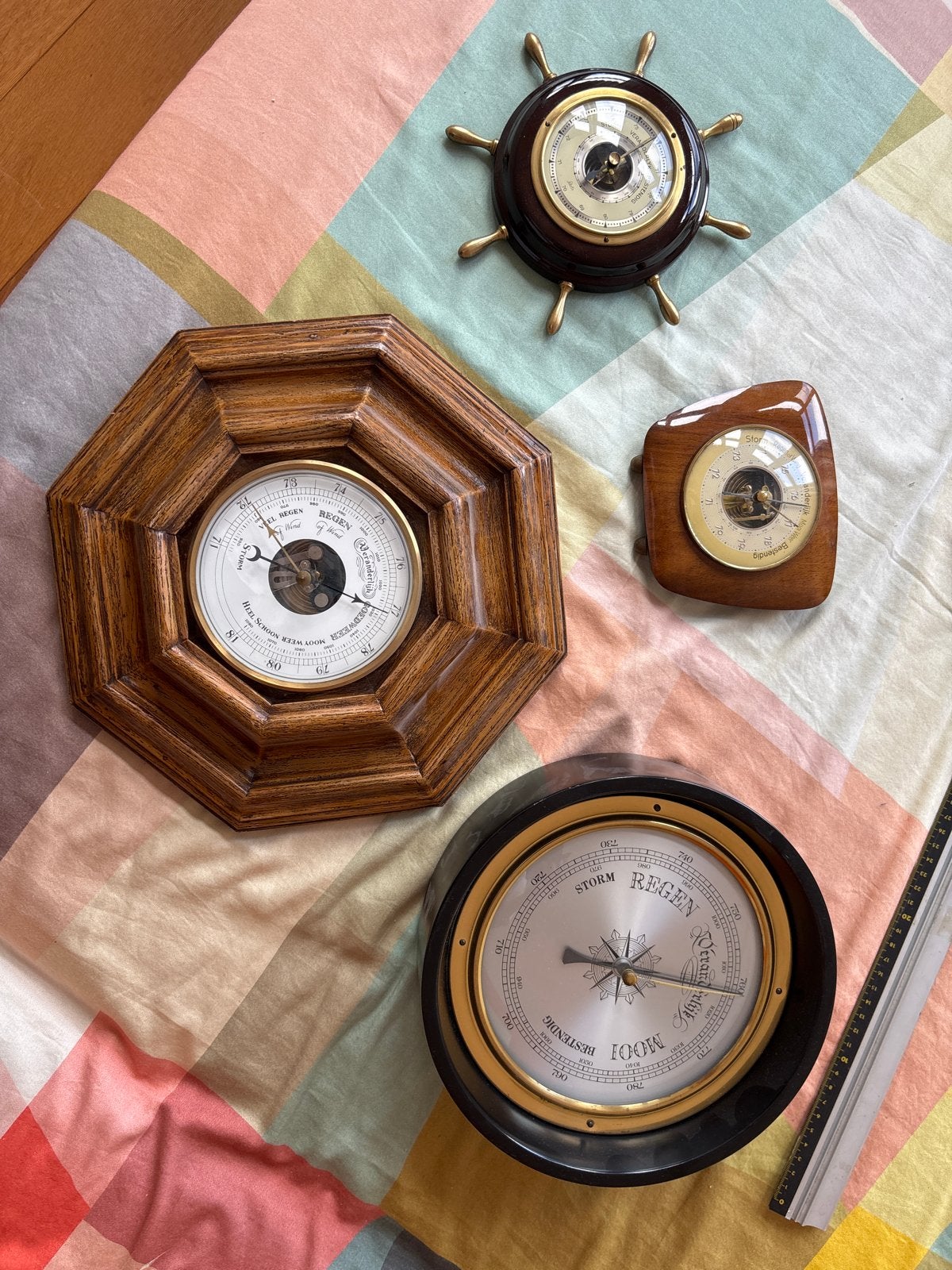 Set van 4 vintage barometers - diverse stijlen, Ophalen of Verzenden, Gebruikt, Barometer