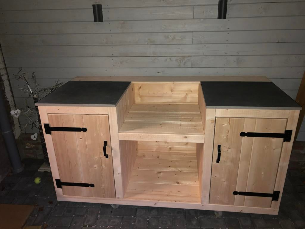 Handgemaakte buitenkeuken. Buitenkeuken van steigerhout., Ophalen, Zo goed als nieuw, Gas, Vrijstaand