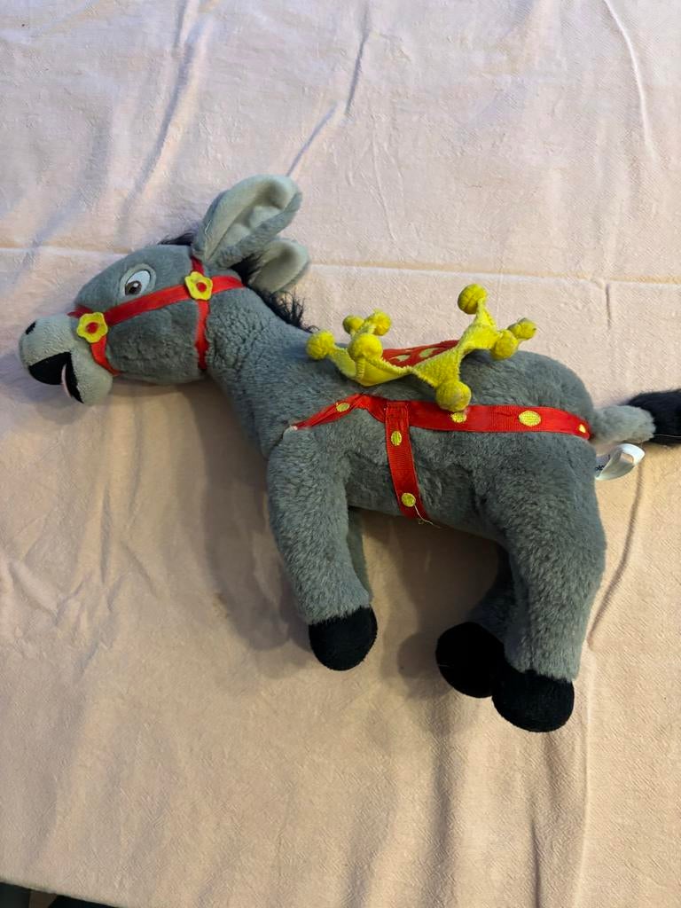 Efteling Sprookjesbos Grijze ezel knuffel met zadel, Ophalen of Verzenden, Zo goed als nieuw, Beeldje of Poppetje