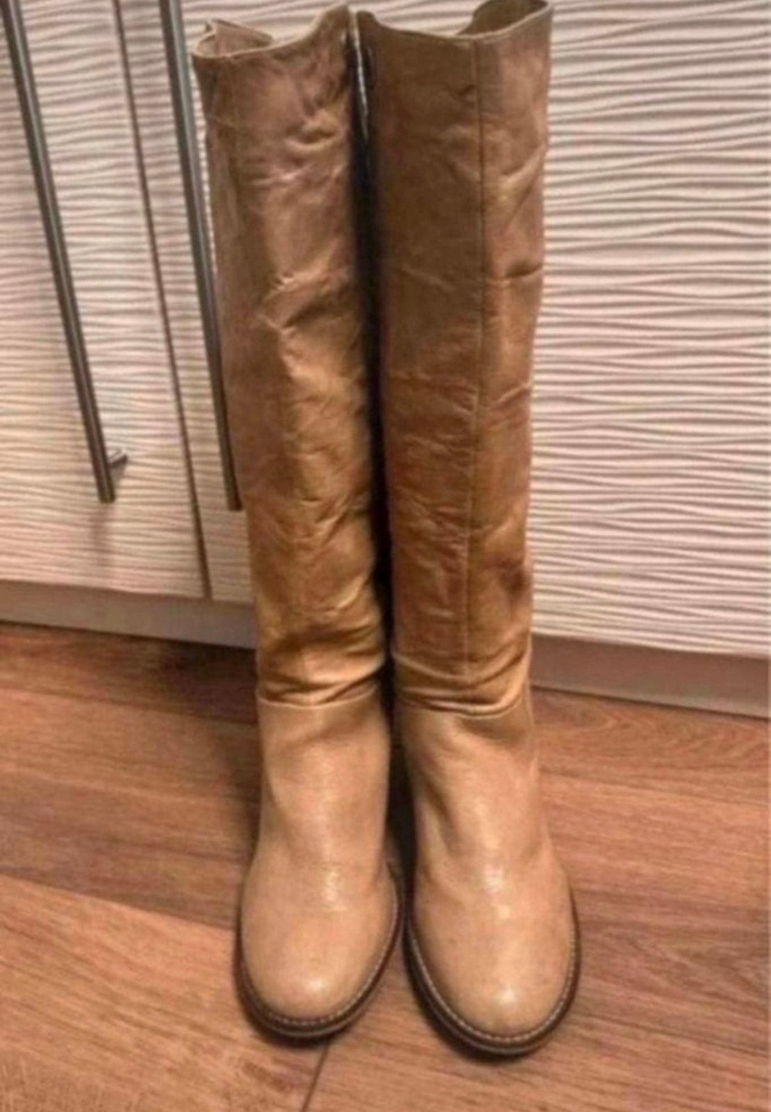 SPM hoge creme kleurige laarzen 39, Ophalen of Verzenden, Zo goed als nieuw, Beige, Hoge laarzen
