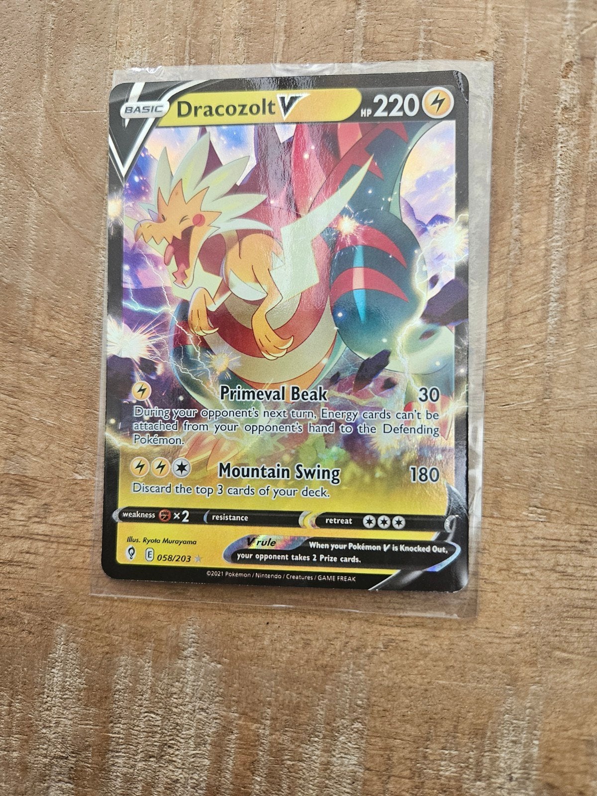 Dracozolt V Pokémon Kaart 058/203, Ophalen of Verzenden, Zo goed als nieuw, Losse kaart