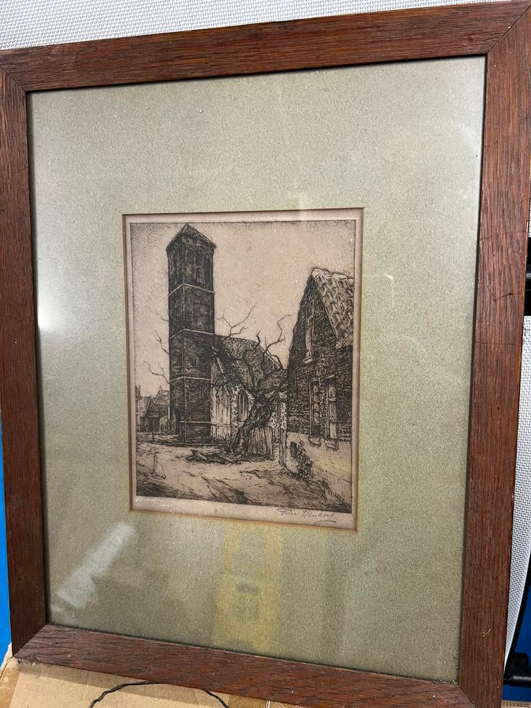 Originele pentekening Wijk aan Zee uit 1915, Antiek en Kunst, Kunst | Etsen en Gravures, Verzenden