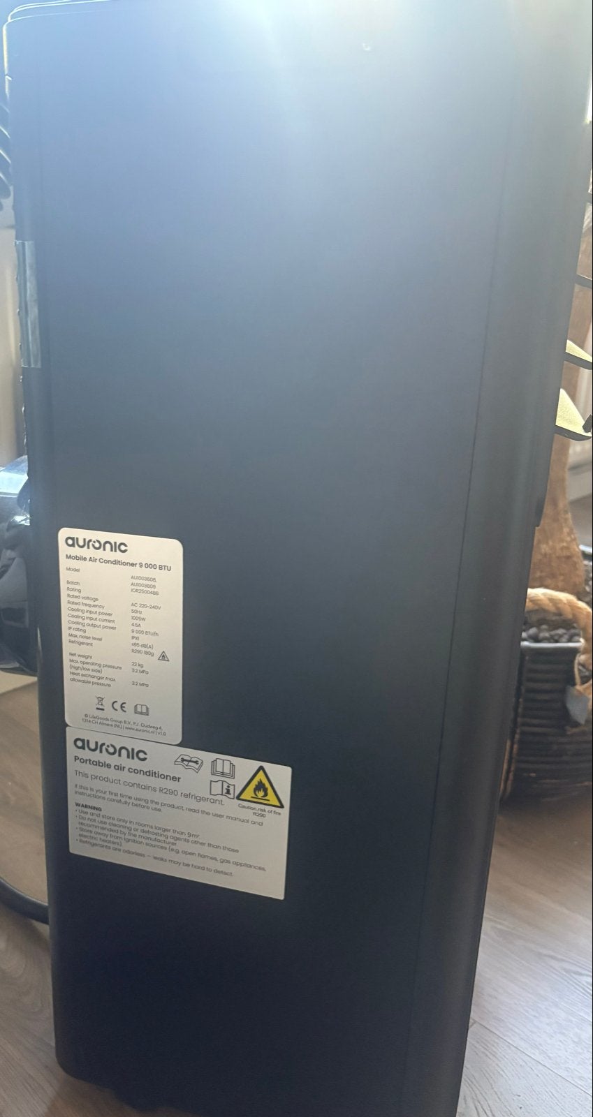 Auronic mobiele airco 9000 BTU – zo goed als nieuw, Minder dan 60 m³, Ophalen of Verzenden, Zo goed als nieuw, Koelen en Ontvochtigen