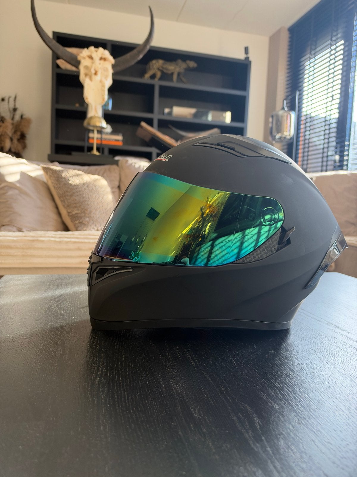 Nieuwe Integraalhelm maat L- Mat Zwart met chameleon Vizier, Heren, Ophalen of Verzenden, Integraalhelm, L