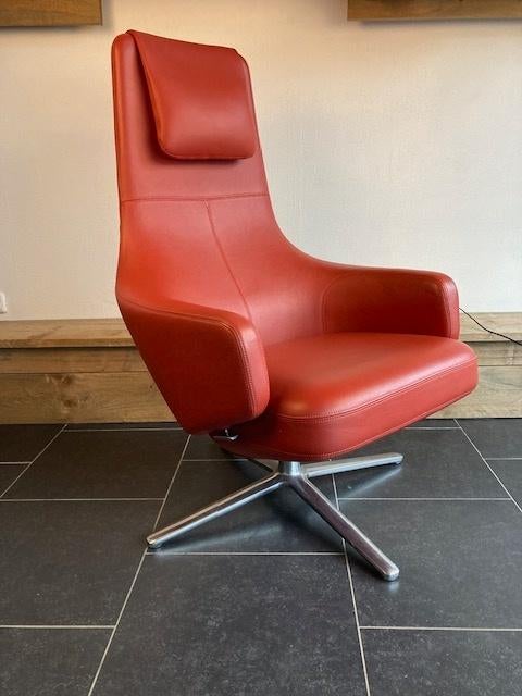 Vitra Repos fauteuil, premium leder, red stone, Huis en Inrichting, Fauteuils, Vitra, Minder dan 75 cm, Design, Nieuw
