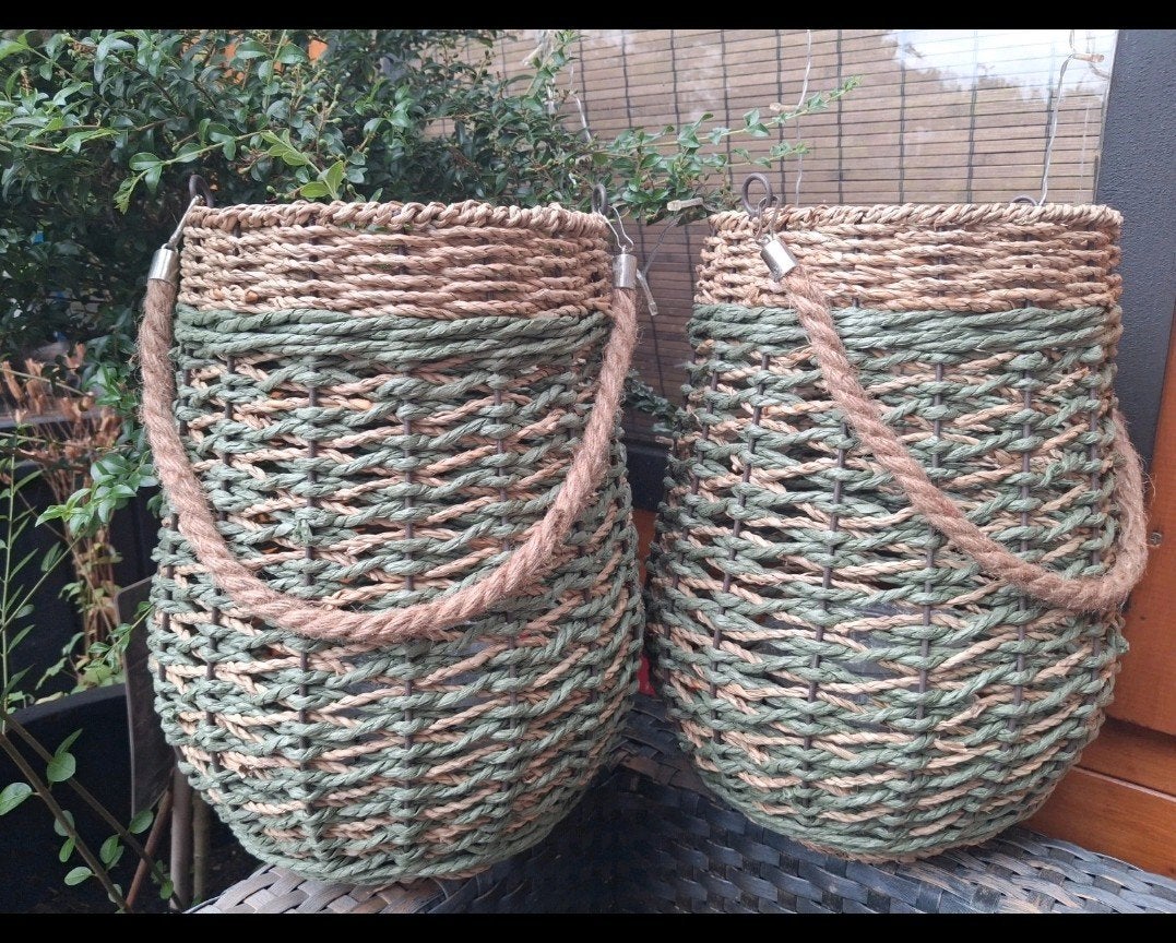 2 grote zeegras windlichten, Verzenden, Nieuw, Glas, Nbt