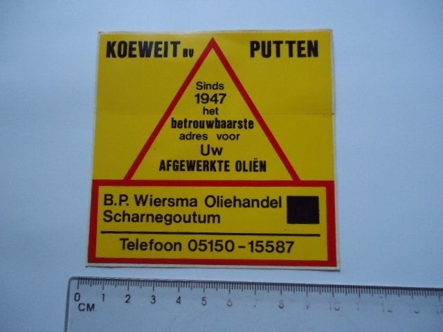 sticker oud Scharnegoutum WIERSMA olie oil Koeweit putten, Verzenden, Zo goed als nieuw, Bedrijf of Vereniging