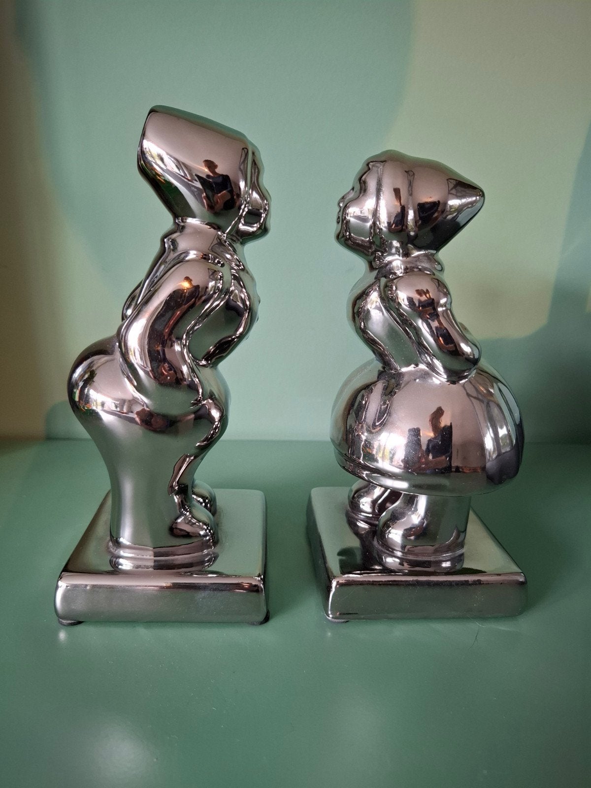 Zilverkleurige decoratie: Boer en Boerin Beelden (19 cm), Zilver, Groep mensen, Minder dan 20 cm, Ophalen of Verzenden