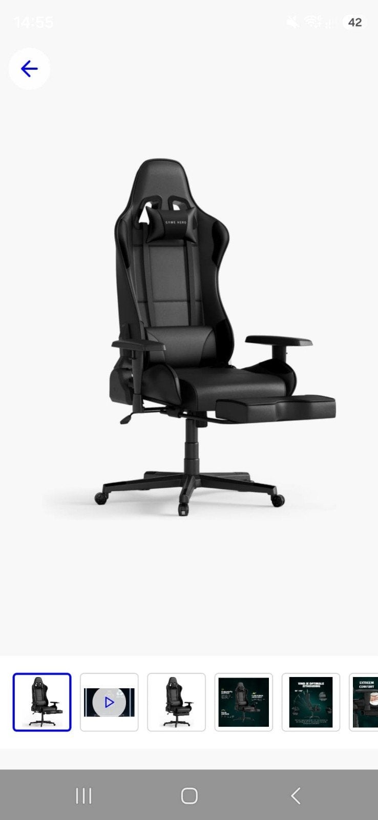 Game stoel Winner X1, Ophalen, Zwart, Nieuw, Ergonomisch
