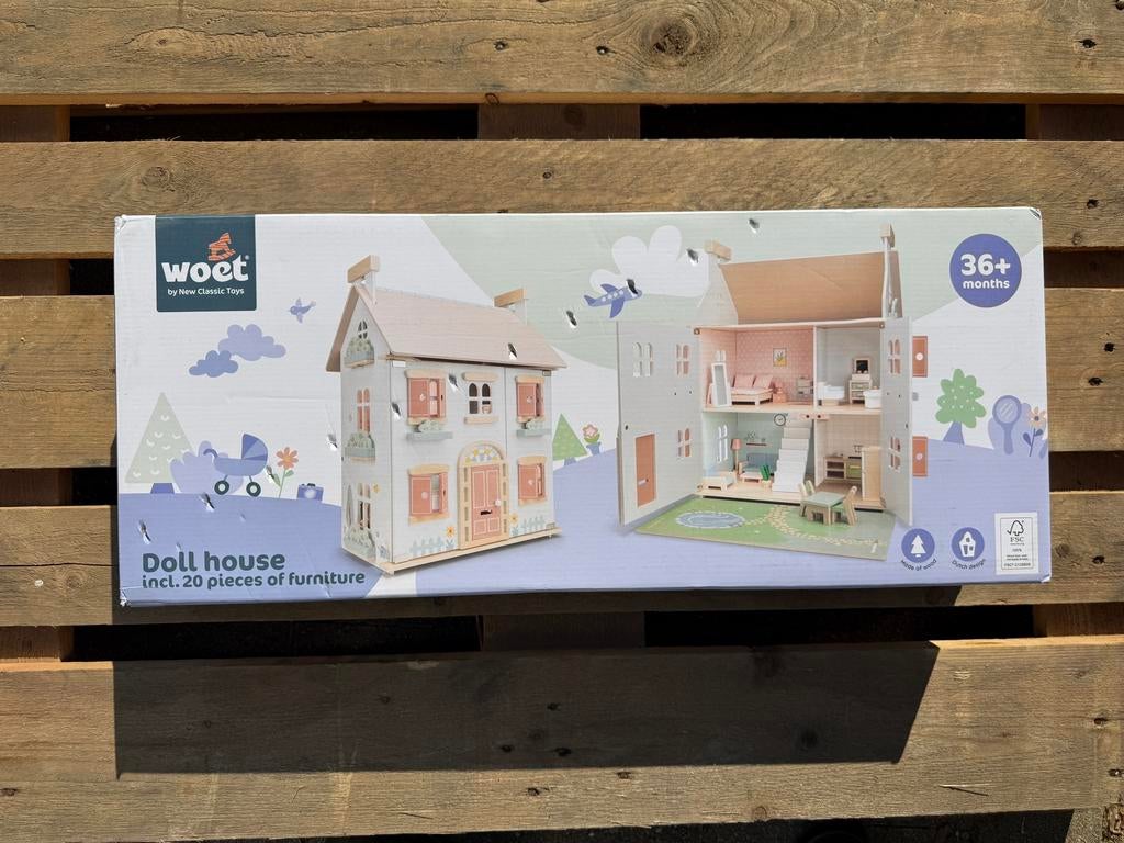 Woet Poppenhuis met Meubels - Compleet en Speelklaar, Kinderen en Baby's, Speelgoed | Poppenhuizen, Poppenhuis, Info@newclassictoys.com