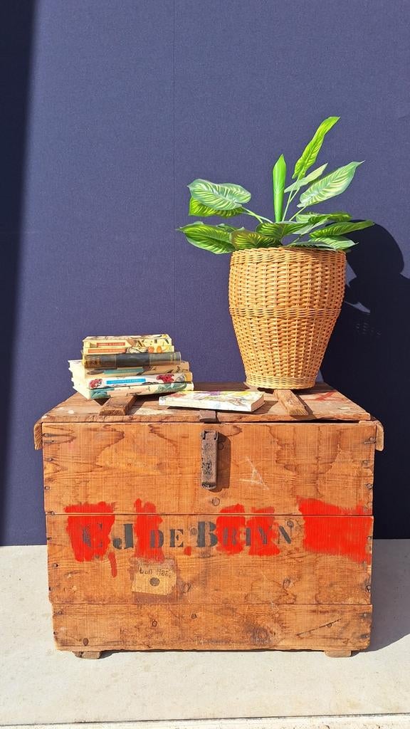 Landelijke zwarte vintage sidetable, presentatie tafel, Ophalen, Gebruikt, 100 tot 150 cm, Vintage