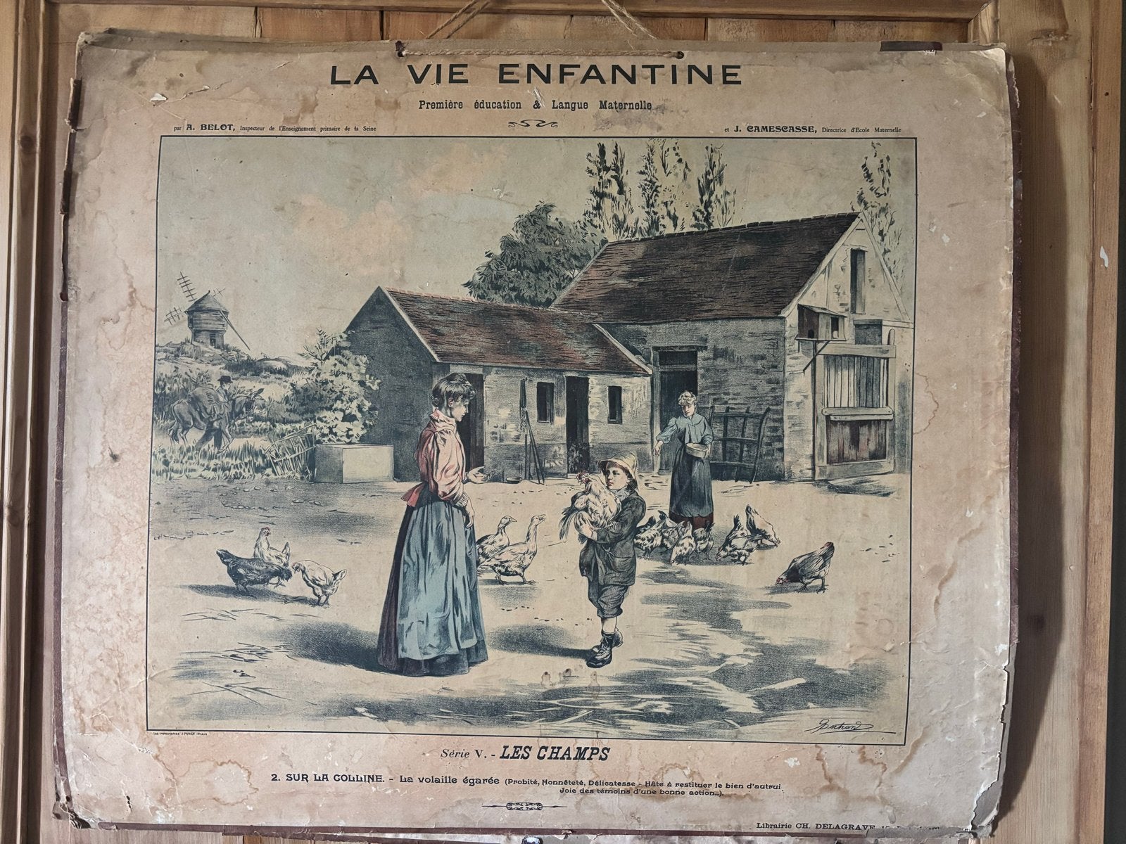 Oude Franse Schoolplaat 'La Vie Enfantine', Ophalen, Overige thema's