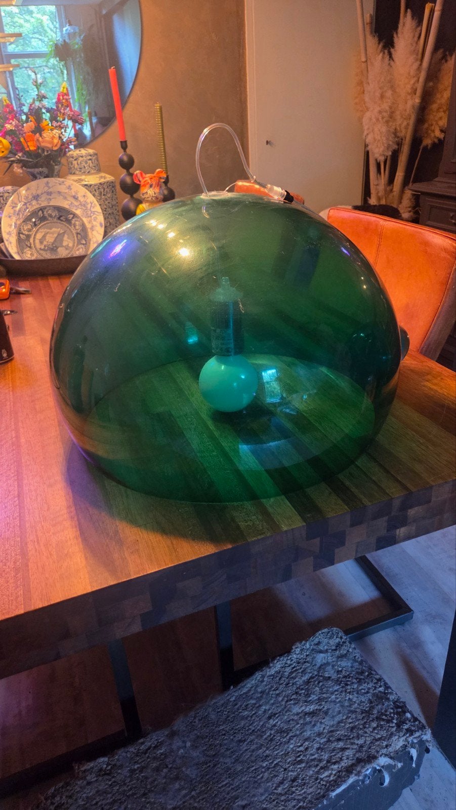 Kartell hanglamp 52cm groen met lichte krasjes, Huis en Inrichting, Lampen | Hanglampen, Ophalen, Gebruikt, Kunststof