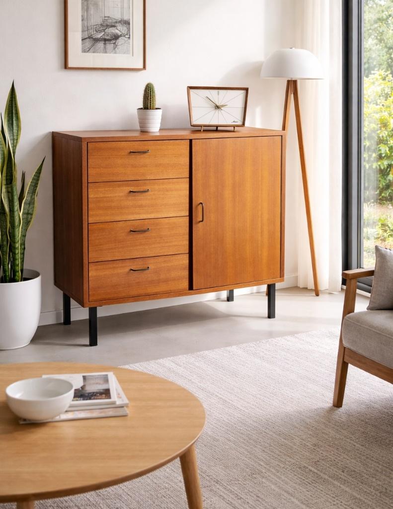 Prachtige vintage kast (platenkast / badkamermeubel / ...), Ophalen, Teakhout, 50 tot 100 cm, Zo goed als nieuw