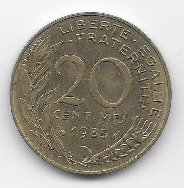 Frankrijk 20 centimes 1985 KM# 930, Verzenden, Frankrijk, Losse munt