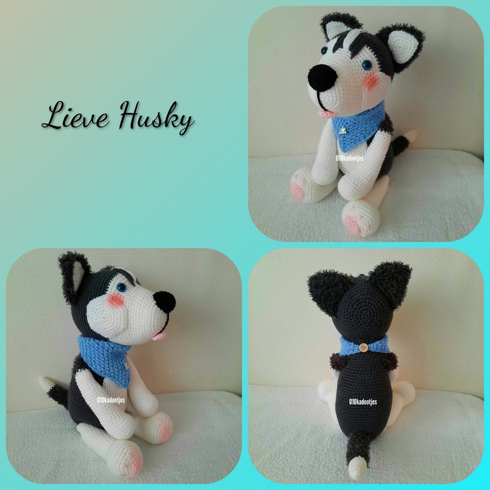 Nieuwe zelfgehaakte knuffel. Lieve hond, husky., Ophalen of Verzenden, Nieuw, Hond