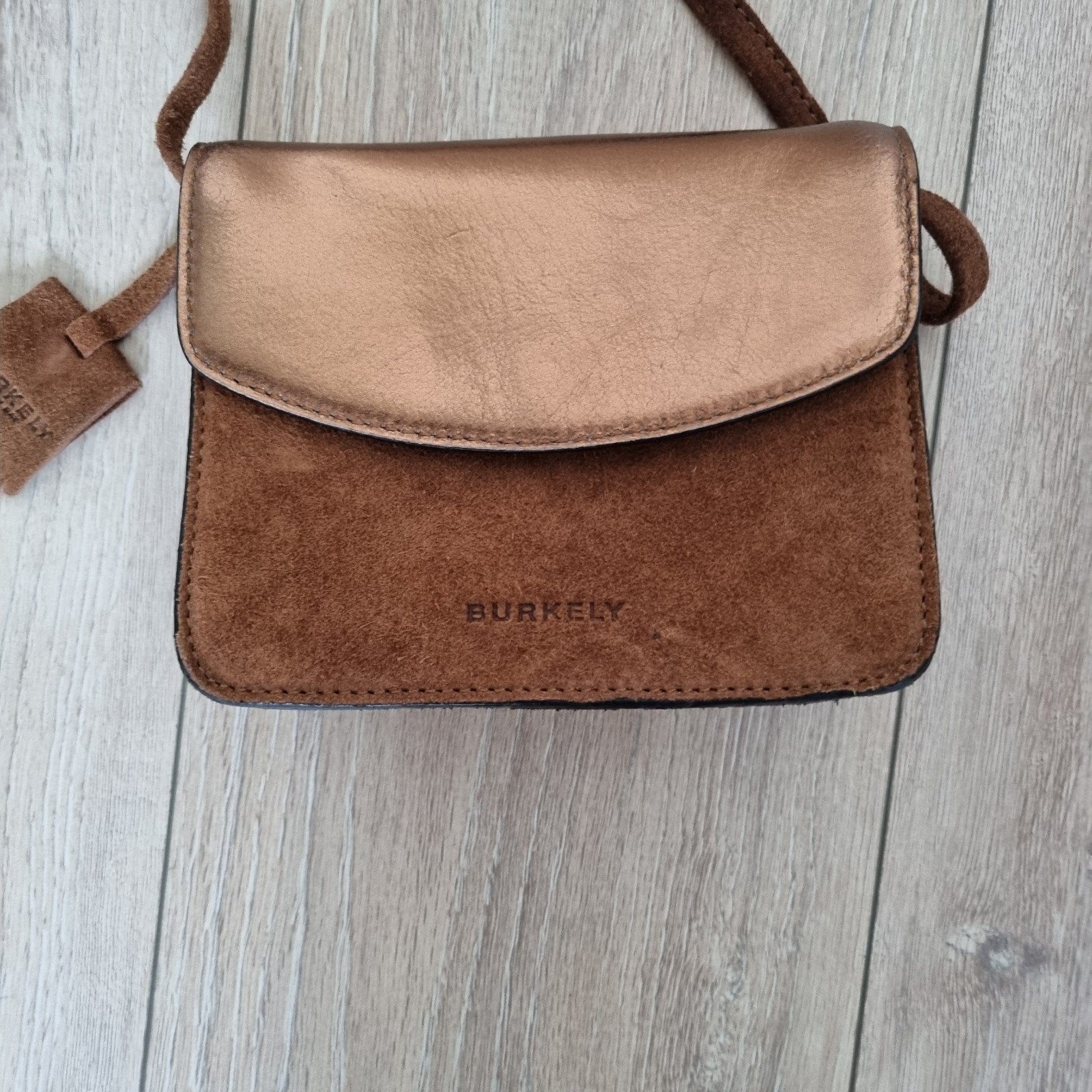 Burkely clutch bruin/brons, Ophalen of Verzenden, Zo goed als nieuw, Bruin, Avondtasje