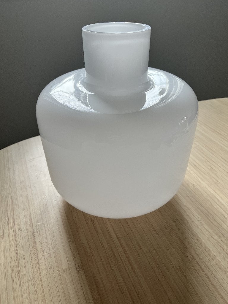 Marimekko Grote Ming Vaas - Wit Mondgeblazen Glas, Handgemaakt, Wit, Ophalen, 24 cm