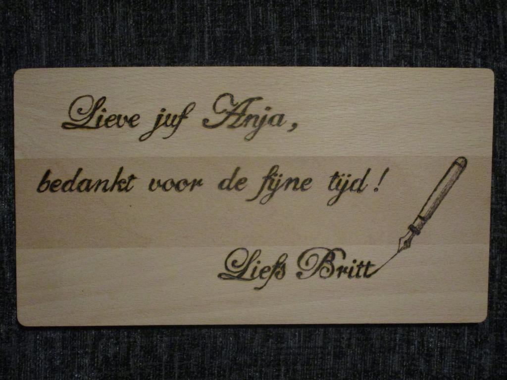 x Bedankje op coaster + overige artikelen Creamar Pyrografie, Ophalen of Verzenden, Overig
