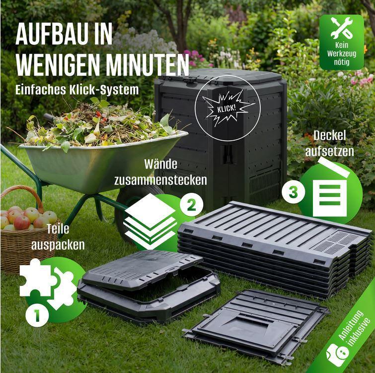 Compostbak composteervat 380 L zwart compost GRATIS BEZORGD!, Tuin en Terras, Aarde en Mest, Ophalen of Verzenden, Tuinaarde