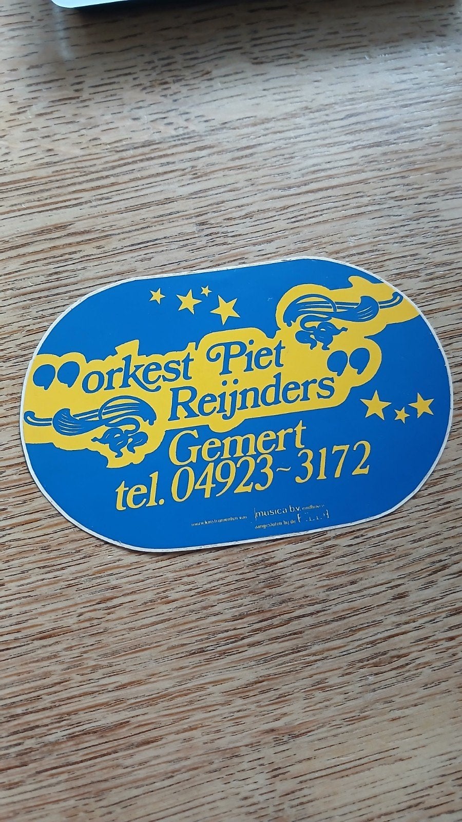 Sticker amusementsorkest Piet Reijnders, GEMERT, Ophalen of Verzenden, Zo goed als nieuw