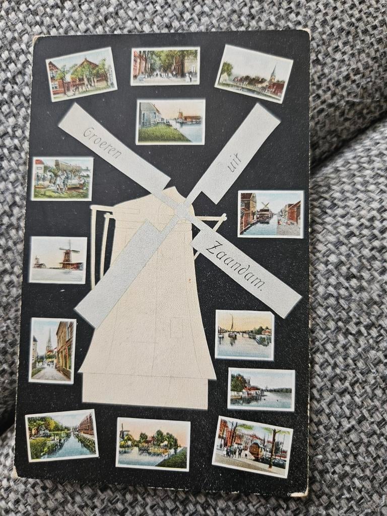 Zaandam groeten uit molen en stadsgezichten, Verzamelen, Ophalen of Verzenden, Voor 1920, Ongelopen, Noord-Holland