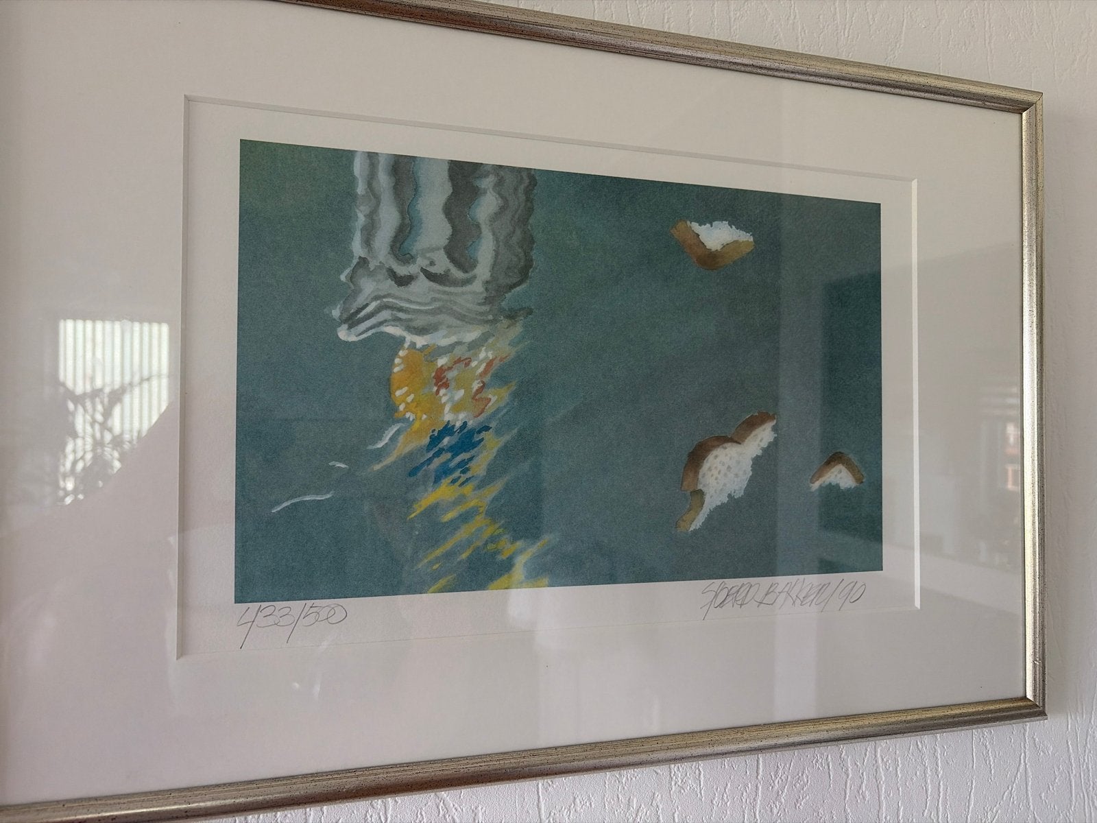 Zeefdruk Sjoerd Bakker - 1990 - Oplage 433/500, Antiek en Kunst, Gelimiteerde oplage, Ophalen, Zeefdruk
