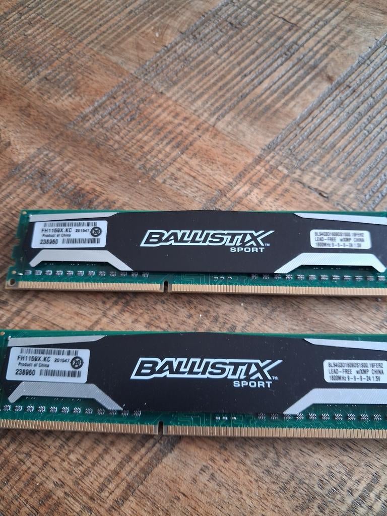 Ballistix Sport DDR3 Geheugen - 2x 8GB (16GB totaal), Computers en Software, RAM geheugen, Gebruikt, DDR3, Ophalen of Verzenden