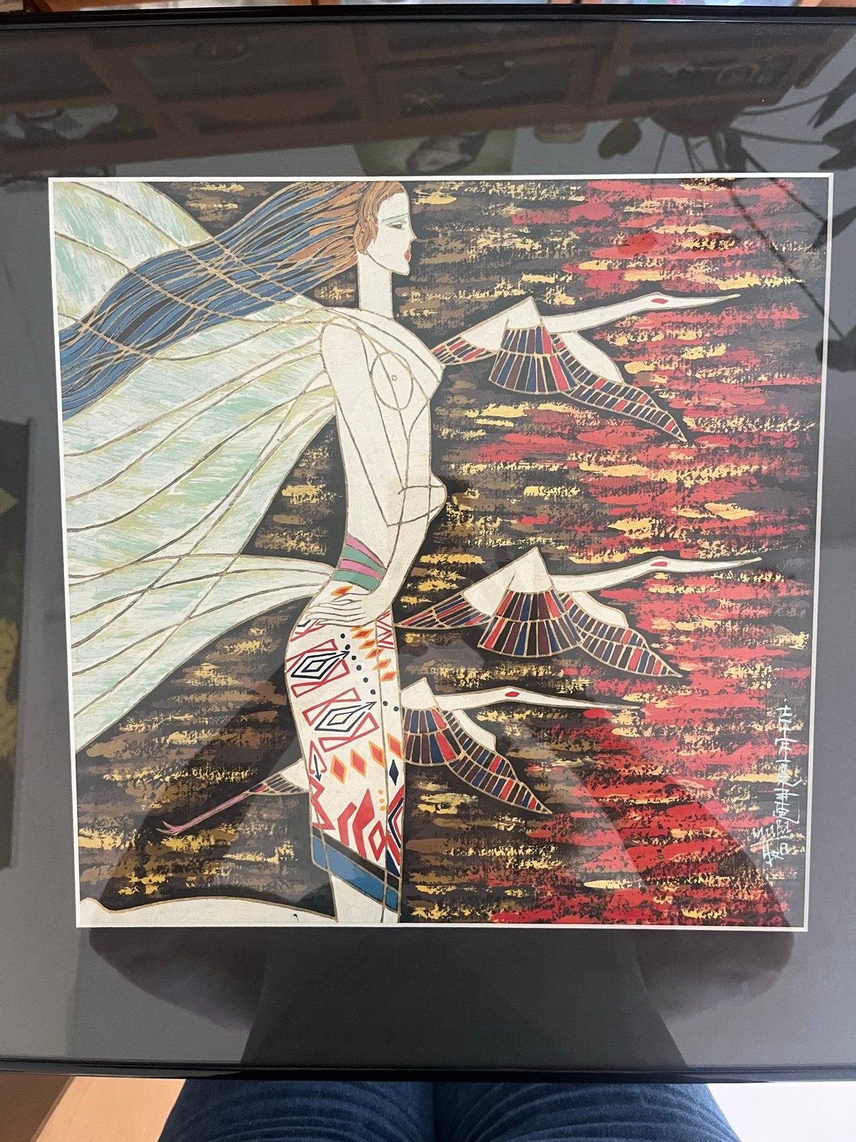 Ting Shao Kuang - Crane and Sunlight reproductie ingelijst, Ophalen, Papier/karton, Print, Dieren