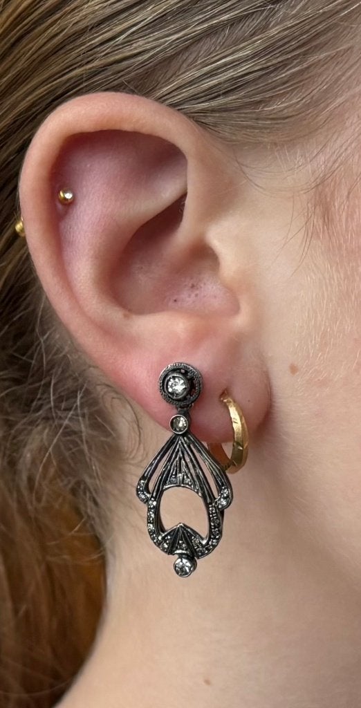 Diamanten fraai antiek set 14k oorbellen goud dames briljant, Sieraden, Tassen en Uiterlijk, Ophalen of Verzenden, Goud, Oorbellen