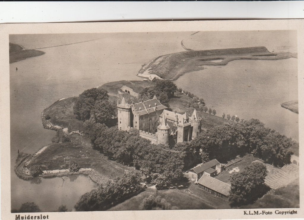luchtfoto muiderslot, Verzamelen, Ophalen of Verzenden, 1940 tot 1960, Friesland