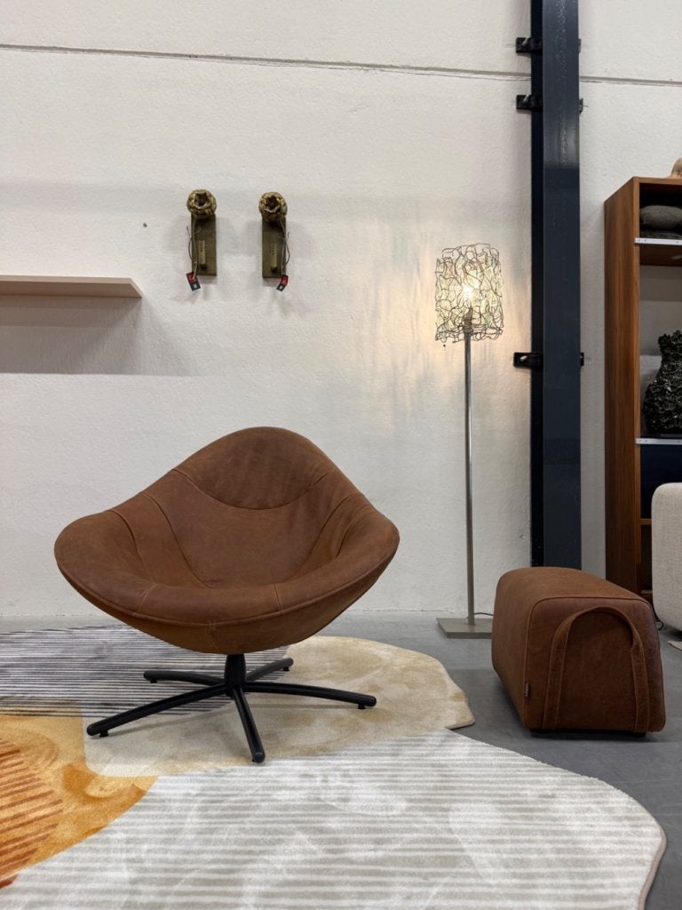 Nieuw Label van den Berg Hidde Draai Fauteuil Bruin Leer, Nieuw, Ophalen of Verzenden, Label, 75 tot 100 cm