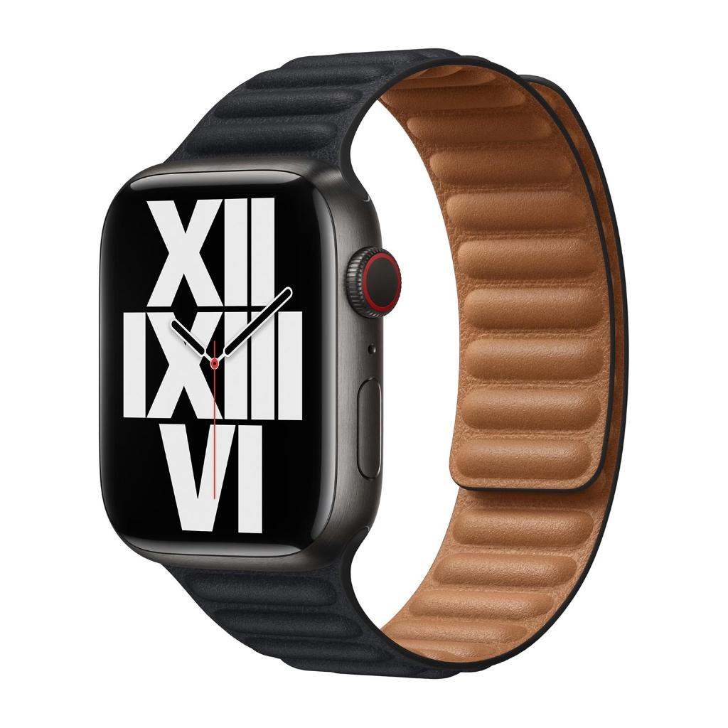 Apple Watch Leather Link Midnight S/M, Telecommunicatie, Wearable-accessoires, Nieuw, Bandje, Ophalen of Verzenden